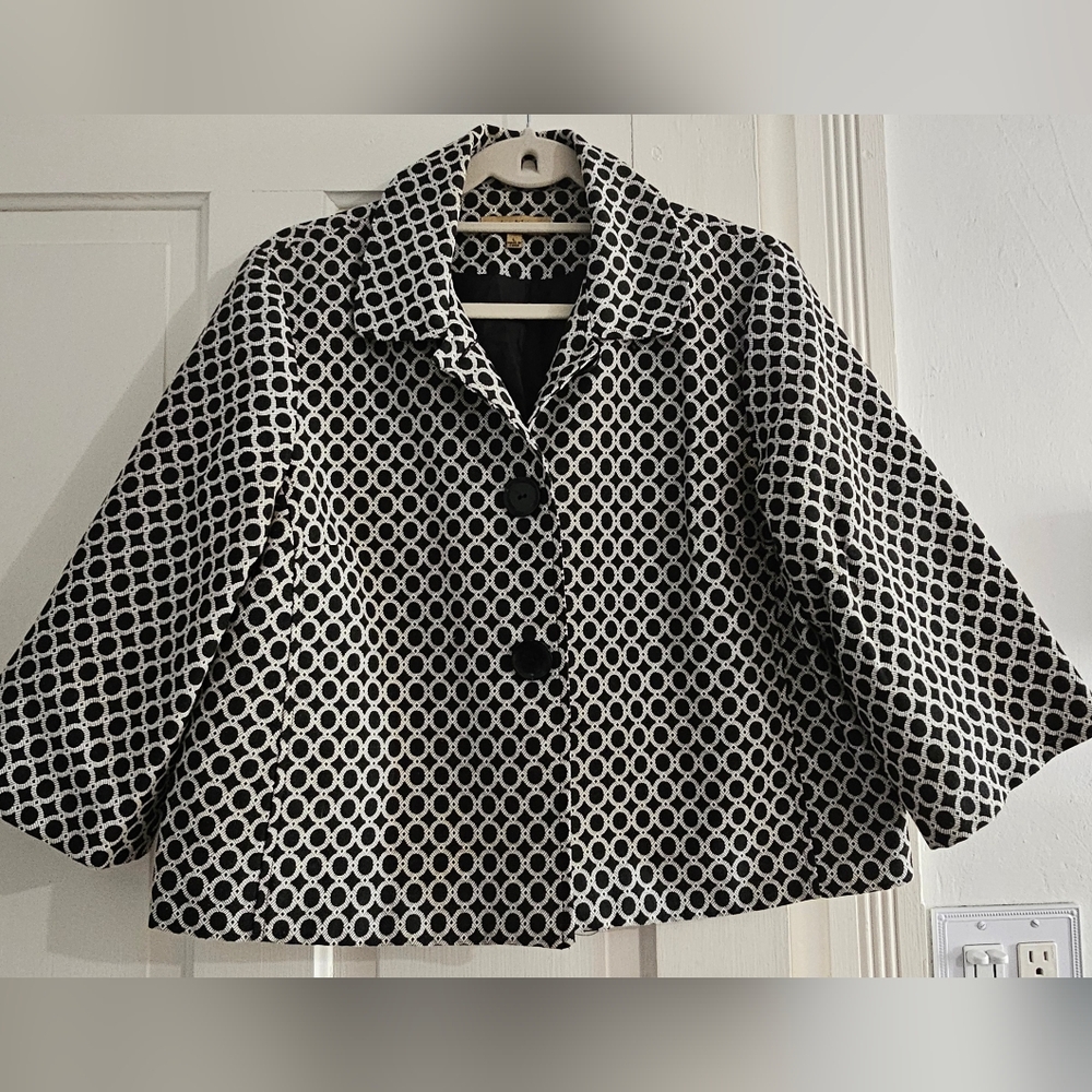 Notations Black and White Polka Dot Blazer
